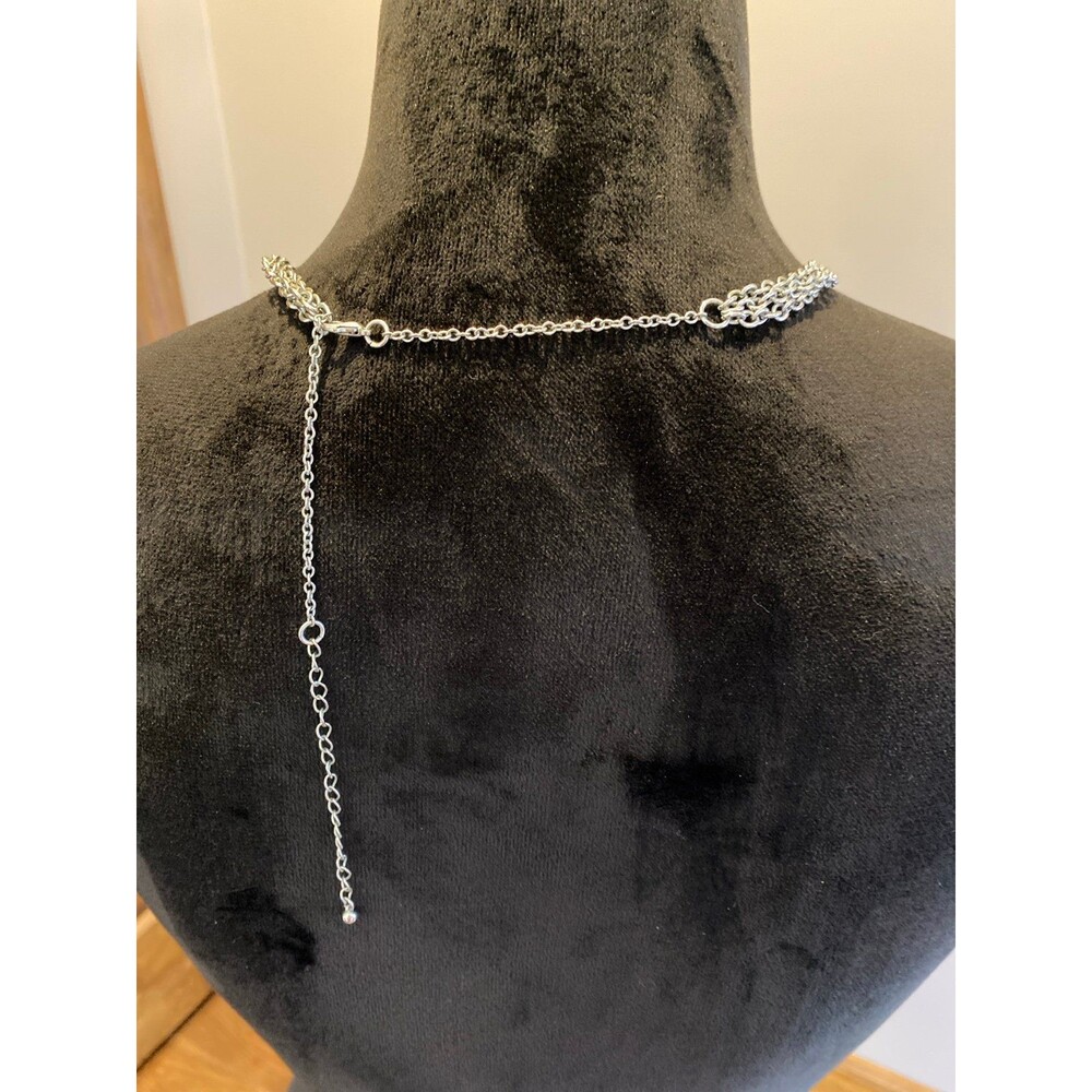 Multi-layer Statement Waterfall Necklace with 3 Tiers of White Teardrop Jewelry - Picture 3 of 6